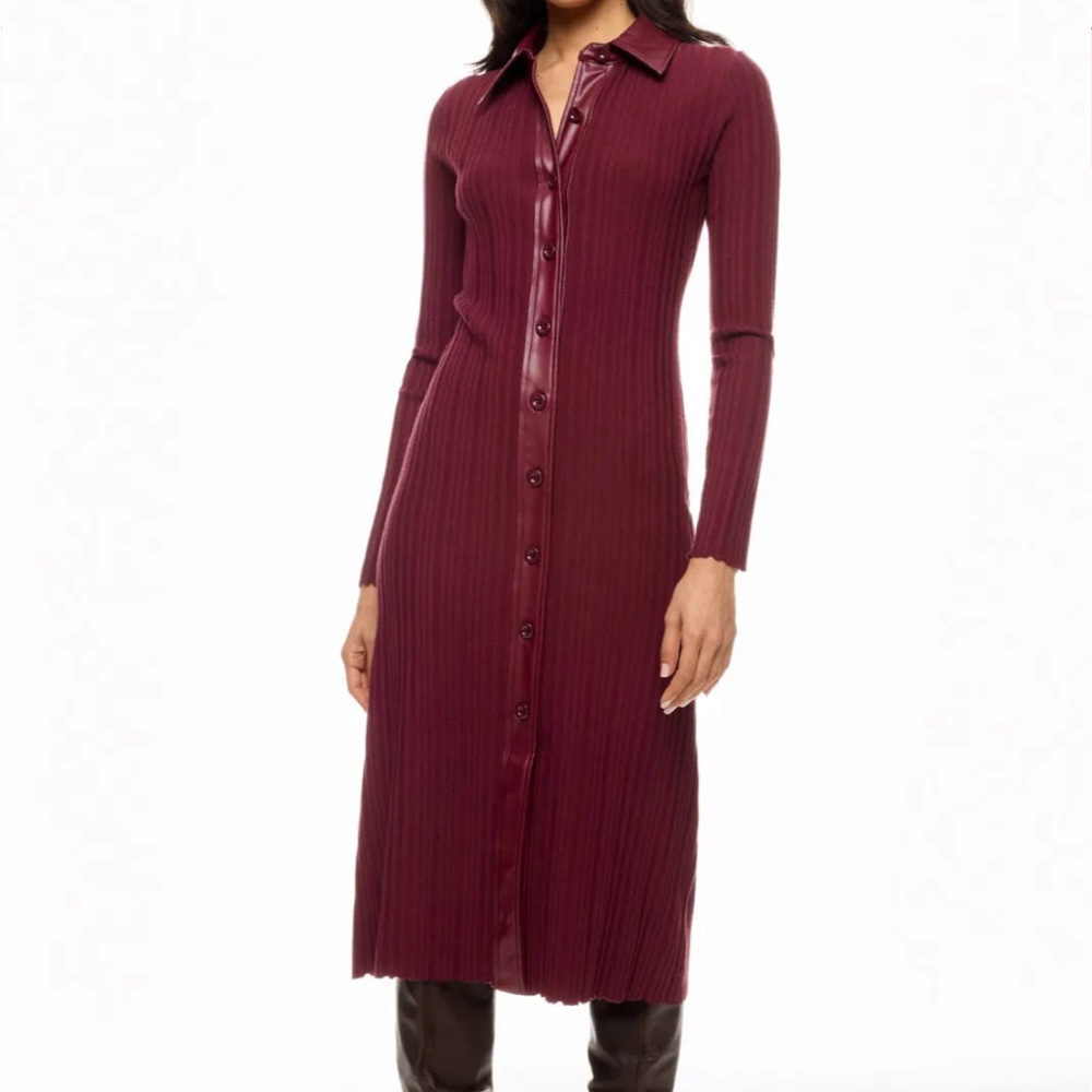 Toccin Variegated Rib Knit Leather Combo Dress, Size: XL